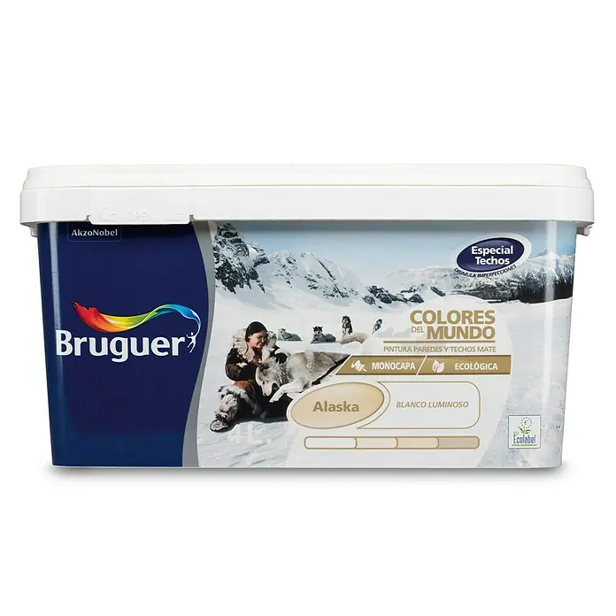 Bruguer Colores del Mundo Pintura para paredes - Alaska blanco extra, 4 l, Mate
