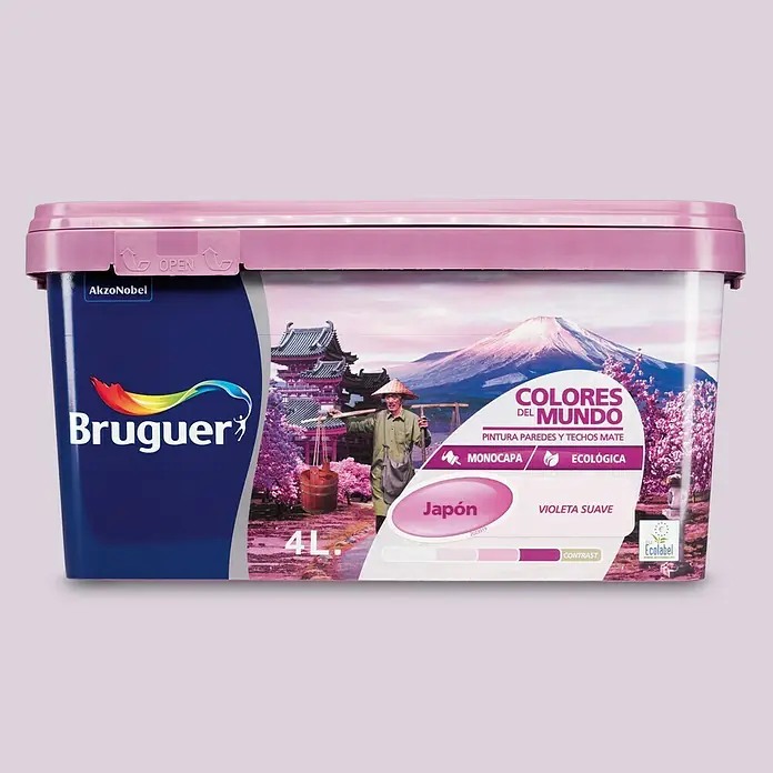 Bruguer Colores del Mundo Pintura para paredes - Japón violeta suave, 4 l, Mate