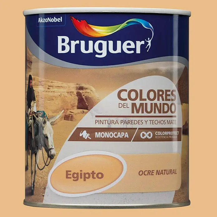 Bruguer Colores del Mundo Pintura para paredes - Egipto ocre natural, 750 ml, Mate