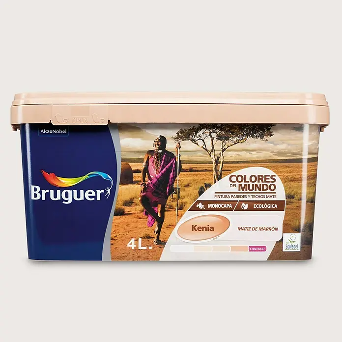 Bruguer Colores del Mundo Pintura para paredes - Kenia marrón natural, 4 l, Mate