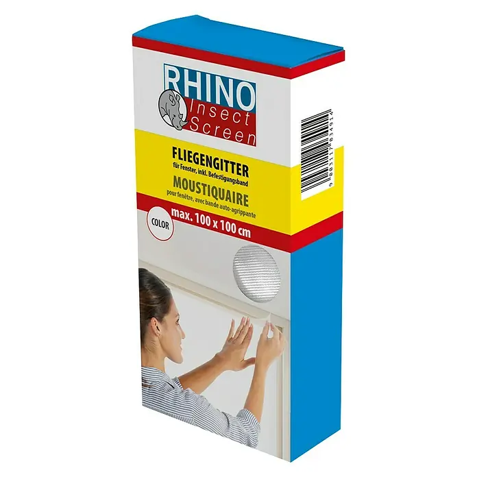 Windhager Rhino Insect Screen Insektenschutzgitter - 100 x 100 cm, Weiß, Klettbefestigung