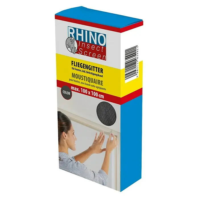 Windhager Rhino Insect Screen Insektenschutzgitter - 130 x 150 cm, Anthrazit, Klettbefestigung