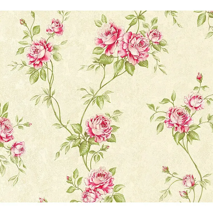 AS Creation Romantico Vliestapete Blütenranke - Creme, Floral, 10,05 x 0,53 m - Detailaufnahme