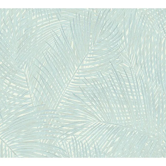 AS Creation Sumatra Vliestapete Farnblätter - Hellblau, Floral, 10,05 x 0,53 m - Detailaufnahme