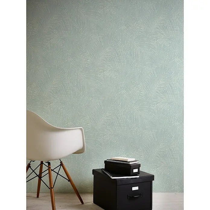 AS Creation Sumatra Vliestapete Farnblätter - Hellblau, Floral, 10,05 x 0,53 m - Stimmungsaufnahme
