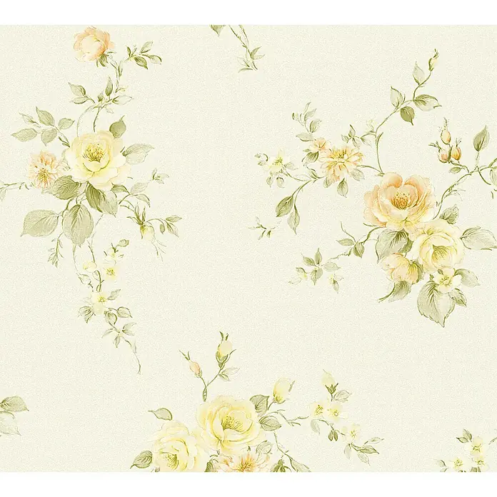 AS Creation Romantico Vliestapete Rose - Gelb, Floral, 10,05 x 0,53 m - Detailaufnahme