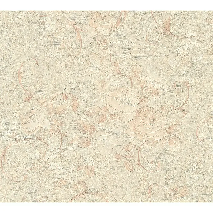 AS Creation Romantico Vliestapete Rosenranke - Taupe, Floral, 10,05 x 0,53 m - Detailaufnahme
