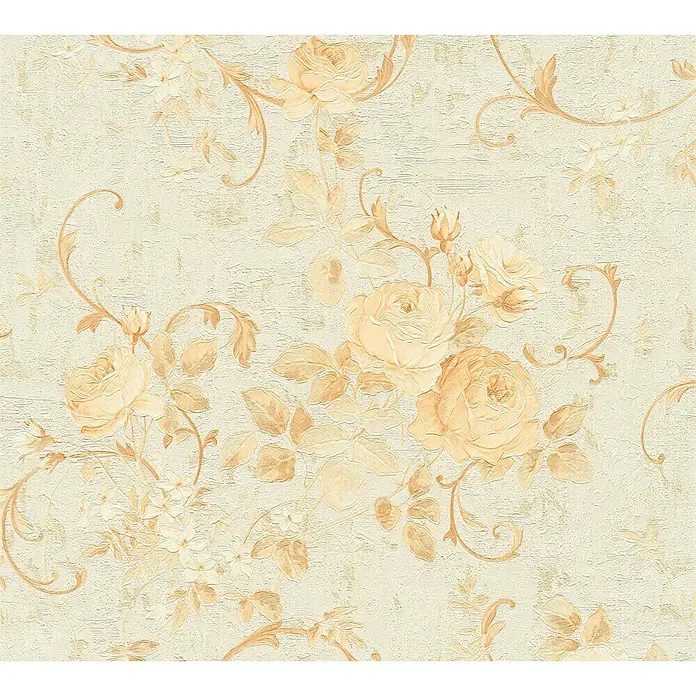 AS Creation Romantico Vliestapete Rosenranke - Gold, Floral, 10,05 x 0,53 m - Detailaufnahme