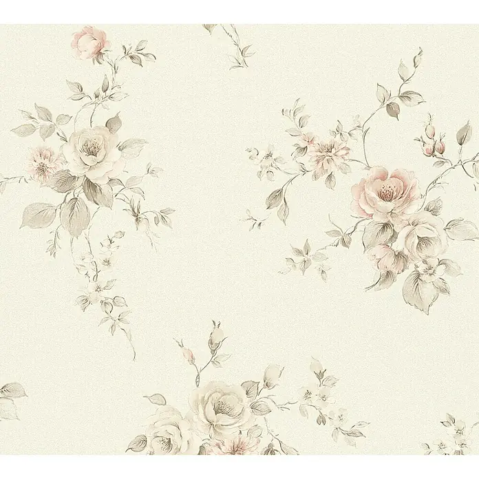 AS Creation Romantico Vliestapete Rose - Rosé/Grau, Floral, 10,05 x 0,53 m - Detailaufnahme