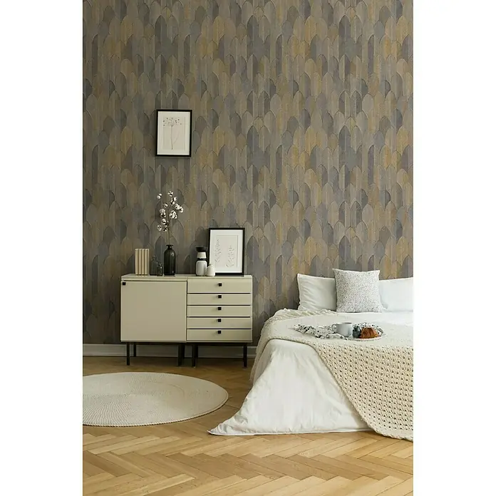AS Creation Sumatra Vliestapete Federgrafik - Braun, Grafisch, 10,05 x 0,53 m - Stimmungsaufnahme