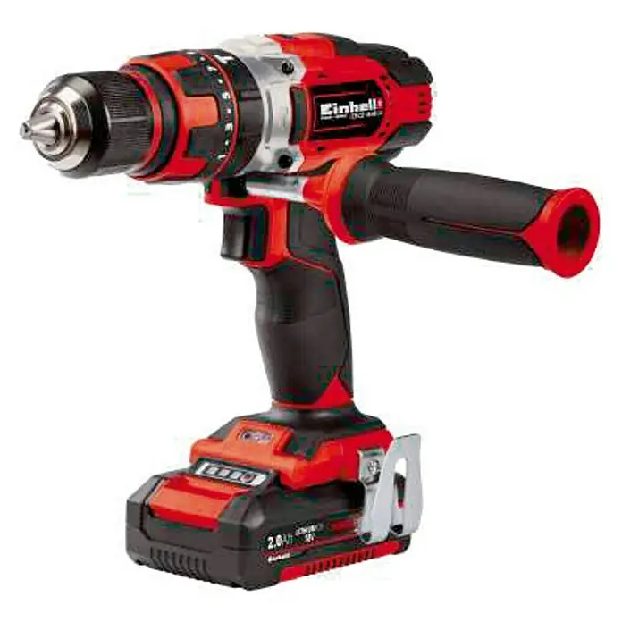 Einhell Power X-Change Taladro atornillador percutor de batería TE-CD 18/48 Li-i - 18 V, 2 baterías, 2 Ah, Número de revoluciones de marcha en vacío: 0 r.p.m. - 1.500 r.p.m.
