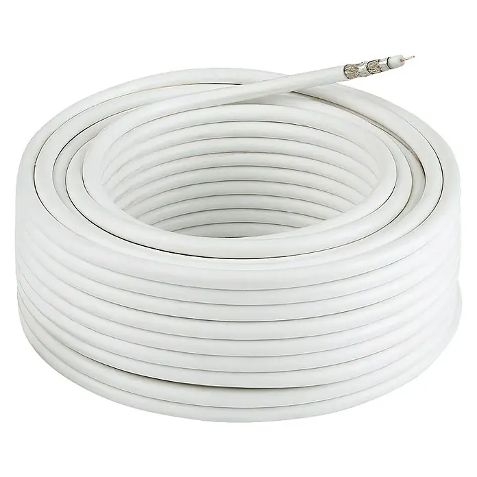 Cable coaxial - 25 m, Blanco, 120 dB, Apantallamiento cuádruple