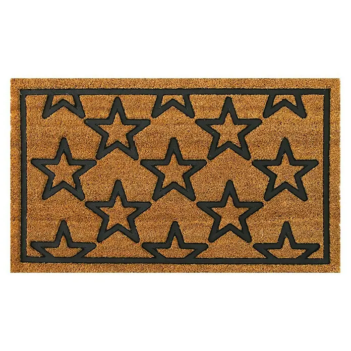 Felpudo de coco Stars - 75 x 45 cm, Estándar, Fibra de coco natural con goma insertada