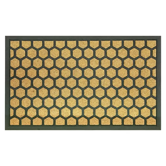 Felpudo antideslizante Hexagon - Beige/Marrón, 75 x 45 cm, Polipropileno y goma