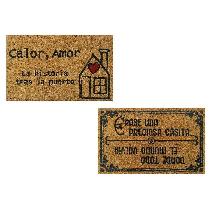 Felpudo de coco Natural Llara - 65 x 40 cm, Estándar, Fibra de coco natural y PVC