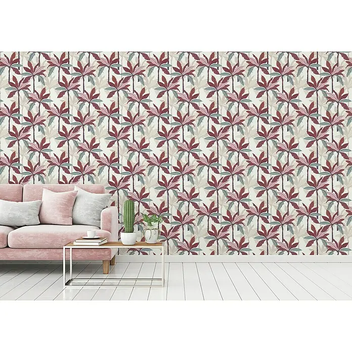 AS Creation Geo Nordic Vliestapete Palmen - Rot, Floral, 10,05 x 0,53 m - Stimmungsaufnahme