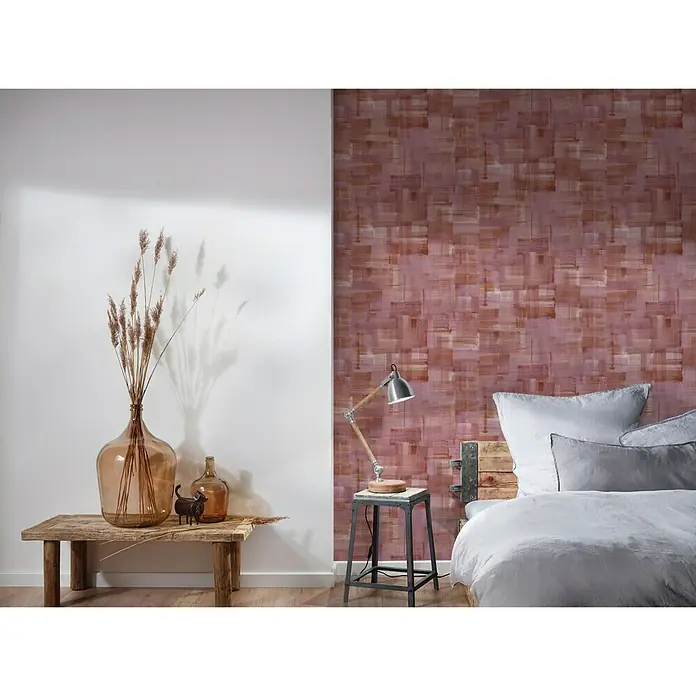 AS Creation Geo Nordic Vliestapete Struktur - Rot, Uni, 10,05 x 0,53 m - Stimmungsaufnahme