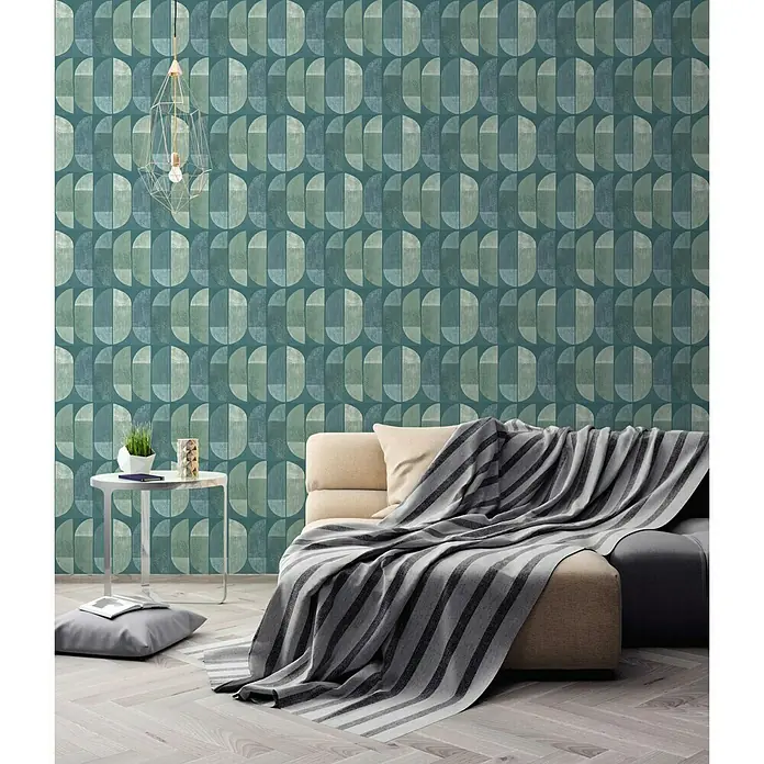 AS Creation Geo Nordic Vliestapete Grafik - Blau/Grün, Grafisch, 10,05 x 0,53 m - Stimmungsaufnahme
