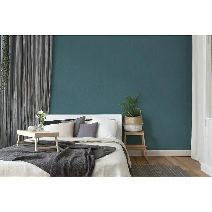 AS Creation Geo Nordic Vliestapete - Dunkelblau, Uni, 10,05 x 0,53 m - Stimmungsaufnahme