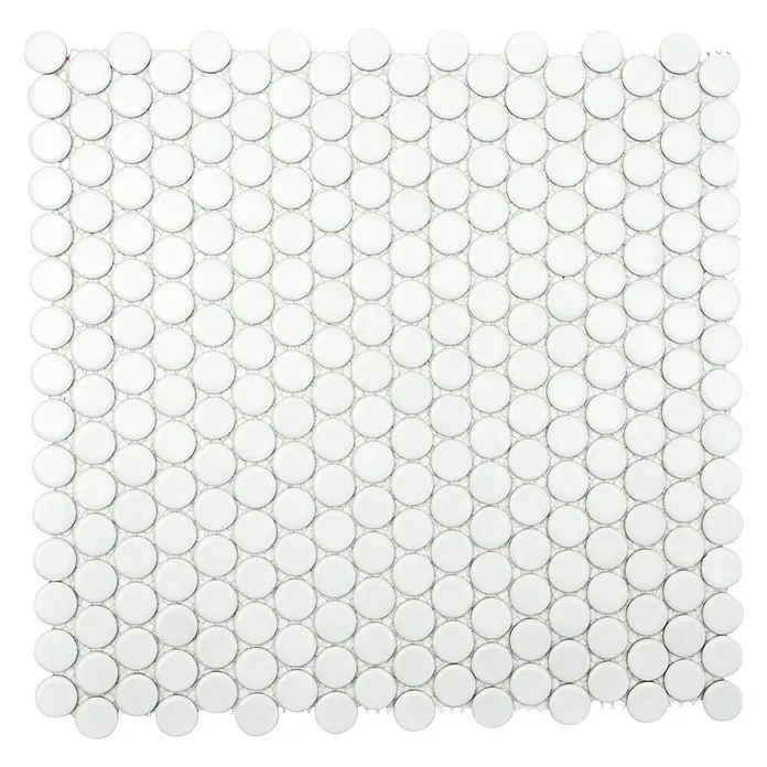Mosaikfliese Knopf Uni 110N - 30,5 x 32 cm, Weiß, Matt - Ansicht von oben