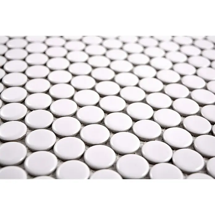 Mosaikfliese Knopf Uni 110N - 30,5 x 32 cm, Weiß, Matt - Rechte Seitenansicht