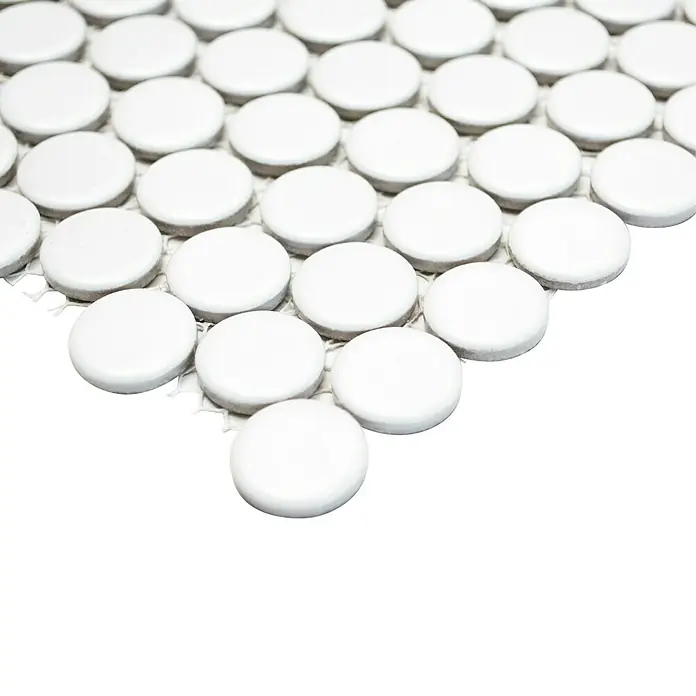 Mosaikfliese Knopf Uni 110N - 30,5 x 32 cm, Weiß, Matt - Rechte Seitenansicht