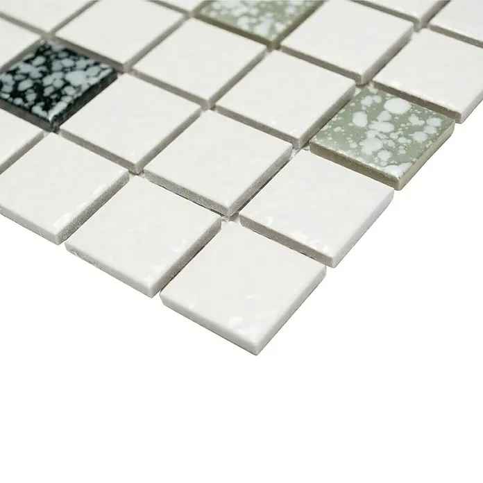 Mozaïektegel vierkant Classic TD 180N - 30,5 x 30,5 cm, Wit/Zwart, Glanzend - Zijaanzicht rechts