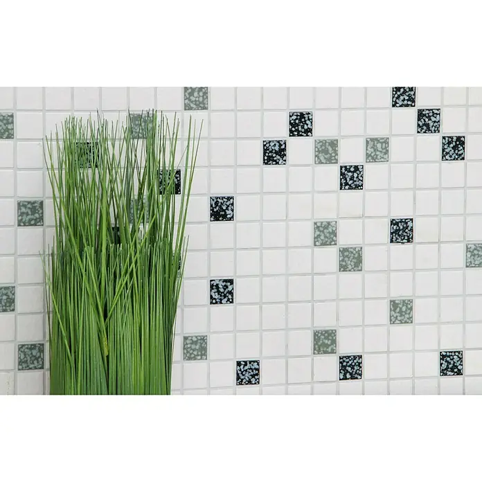 Mozaïektegel vierkant Classic TD 180N - 30,5 x 30,5 cm, Wit/Zwart, Glanzend - Sfeeropname