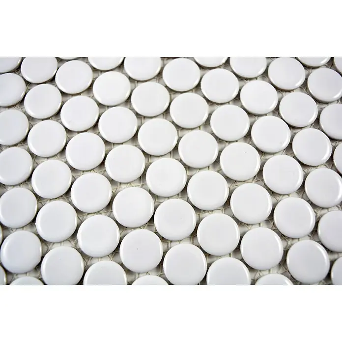 Mozaïektegel Knop Uni 100N - 30,5 x 32 cm, Wit, Glanzend - Zijaanzicht rechts