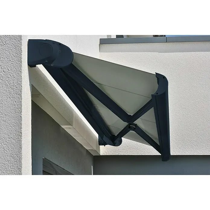 Deyo Limassol Vollkassettenmarkise - Sandbeige, Farbe Gestell: Anthrazit, Breite: 3,5 m, Ausfall: 3 m - Detailaufnahme