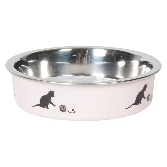 Karlie Tazón para mascotas Bella - 11,5 x 11,5 x 3 cm, Apto para: Gatos, Acero inoxidable, Rosa - Vista frontal
