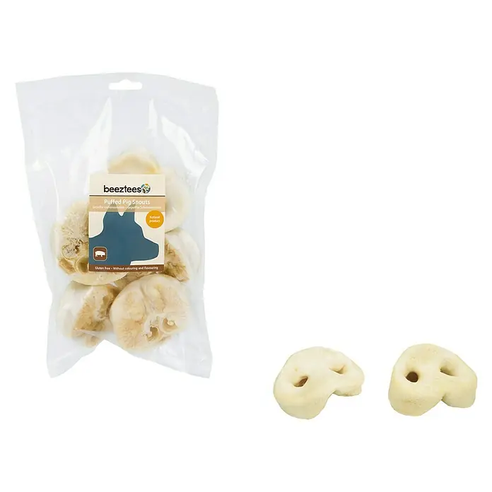 Beeztees Snack para perros Nariz de cerdo - 5 ud., Tostado - Vista frontal