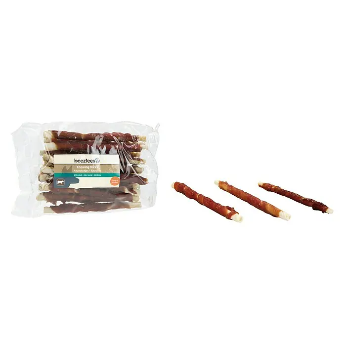 Beeztees Snack para perros Palitos masticables gourmet - 20 ud., Con pato - Vista frontal
