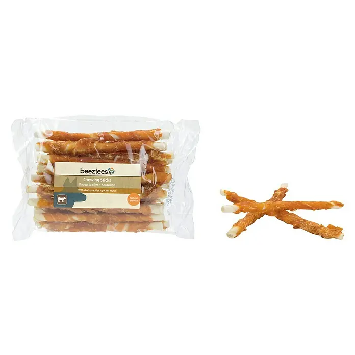 Beeztees Snack para perros Palitos masticables gourmet - 20 ud., Con pollo - Vista frontal
