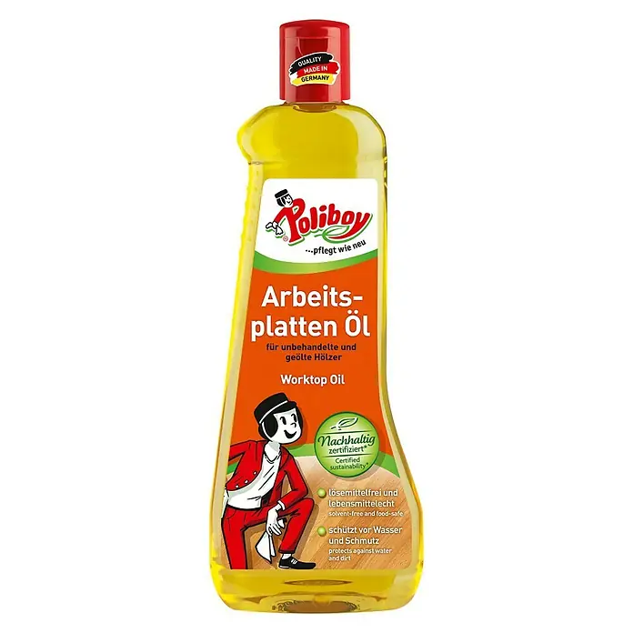 Poliboy Arbeitsplattenöl - Transparent, 500 ml - Vorderansicht