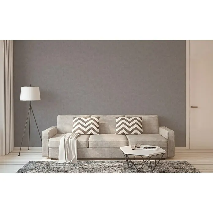 AS Creation Pop Style Vliestapete - Grau, Uni, 10,05 x 0,53 m - Stimmungsaufnahme