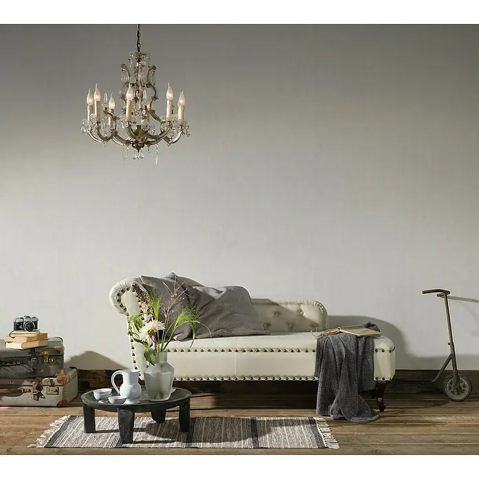 AS Creation Romantico Vliestapete Uni Metallic - Creme, Uni, 10,05 x 0,53 m - Stimmungsaufnahme