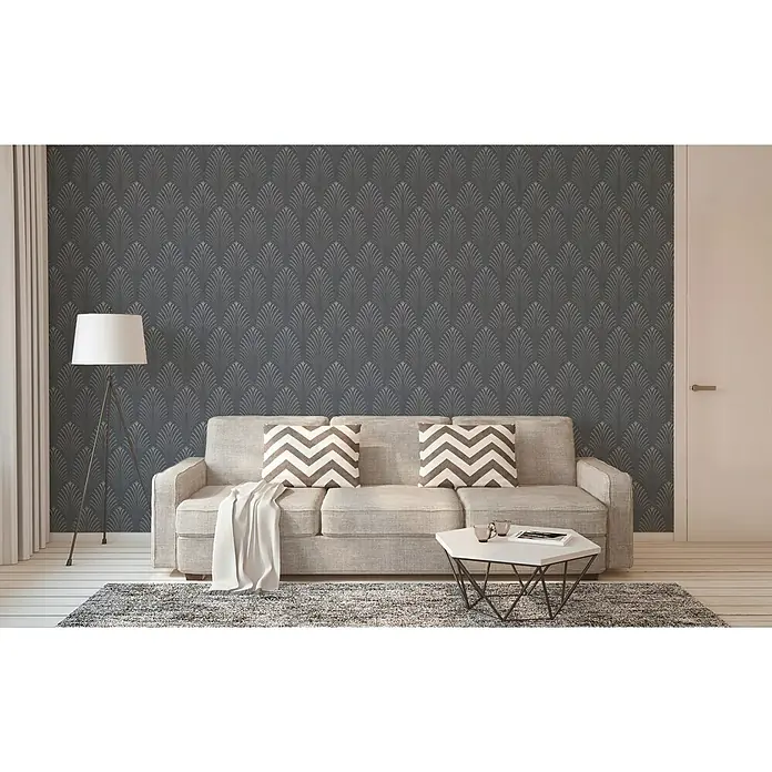 AS Creation Pop Style Vliestapete Art Deco groß - Dunkelgrau, Grafisch, 10,05 x 0,53 m - Stimmungsaufnahme
