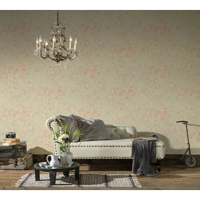 AS Creation Romantico Vliestapete Rosenranke - Rosa, Floral, 10,05 x 0,53 m - Stimmungsaufnahme