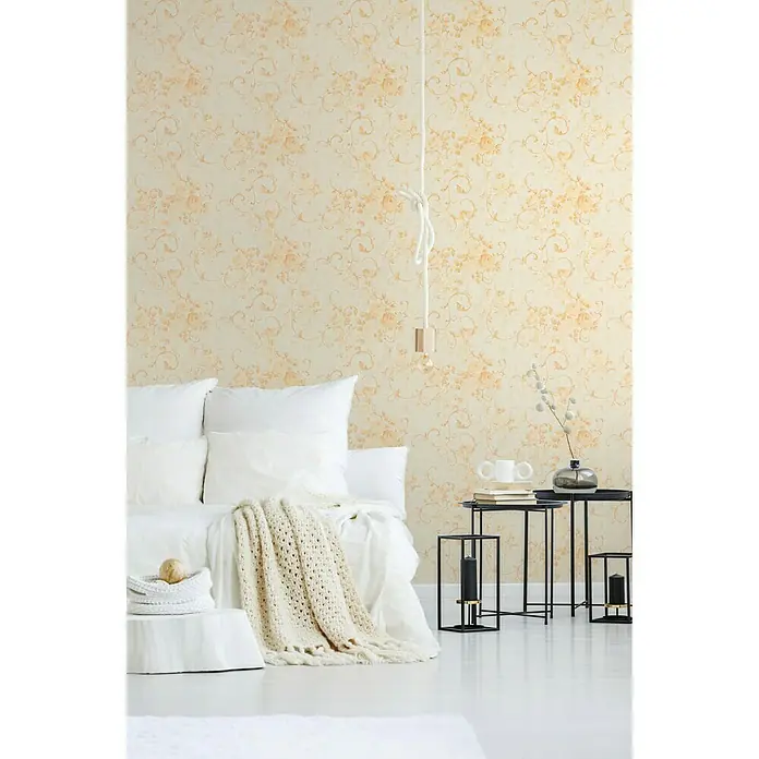 AS Creation Romantico Vliestapete Rosenranke - Gold, Floral, 10,05 x 0,53 m - Stimmungsaufnahme