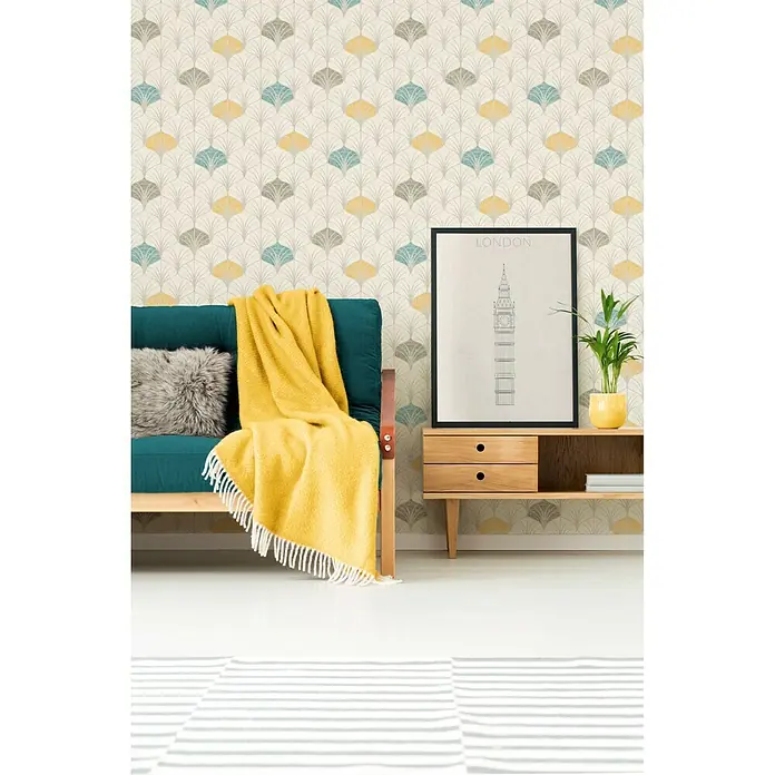 AS Creation Pop Style Vliestapete Art Deco klein - Creme, Grafisch, 10,05 x 0,53 m - Stimmungsaufnahme
