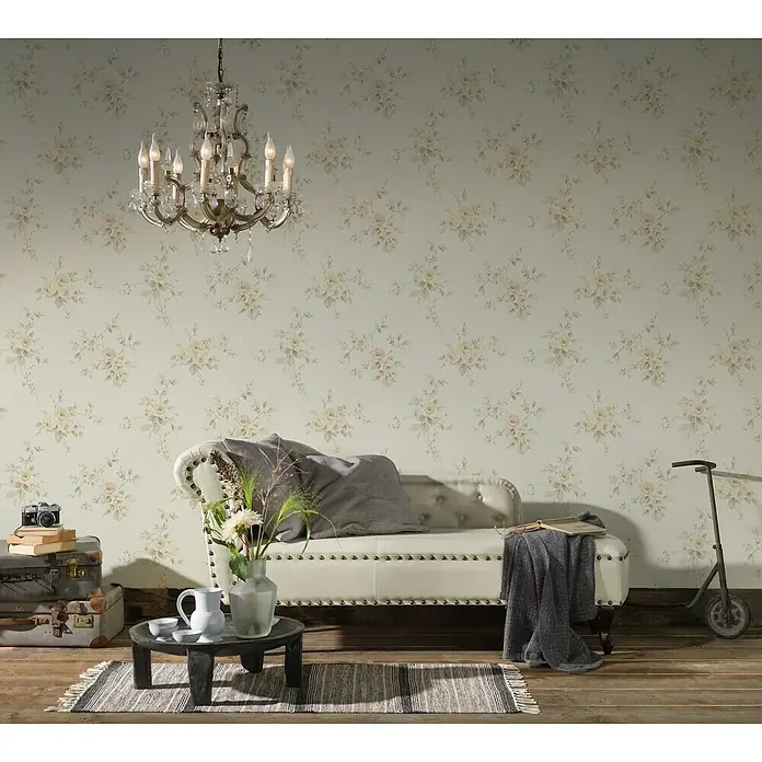 AS Creation Romantico Vliestapete Rose - Creme/Rosé, Floral, 10,05 x 0,53 m - Stimmungsaufnahme