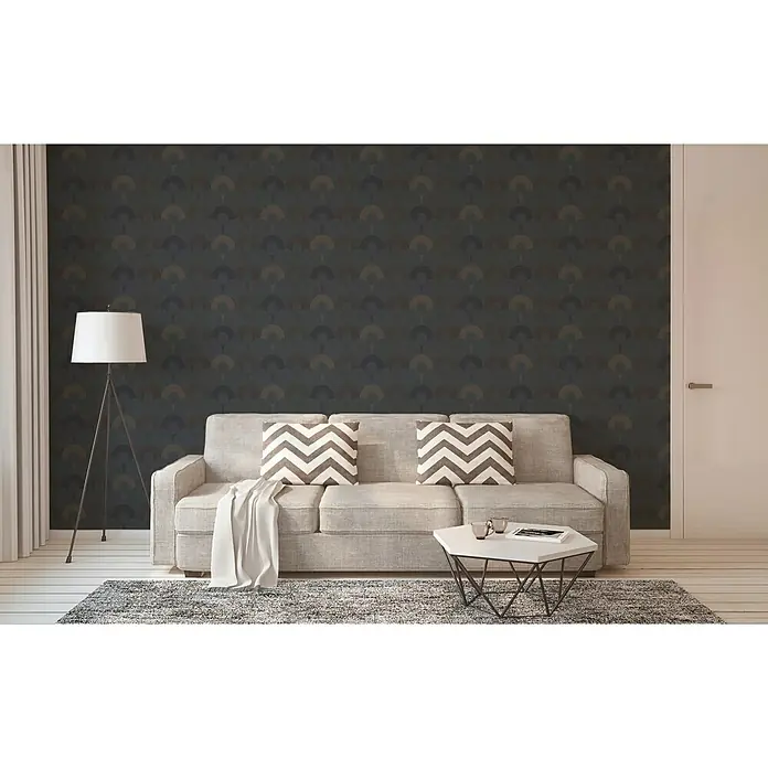 AS Creation Pop Style Vliestapete Kreisoptik - Schwarz, Grafisch, 10,05 x 0,53 m - Stimmungsaufnahme