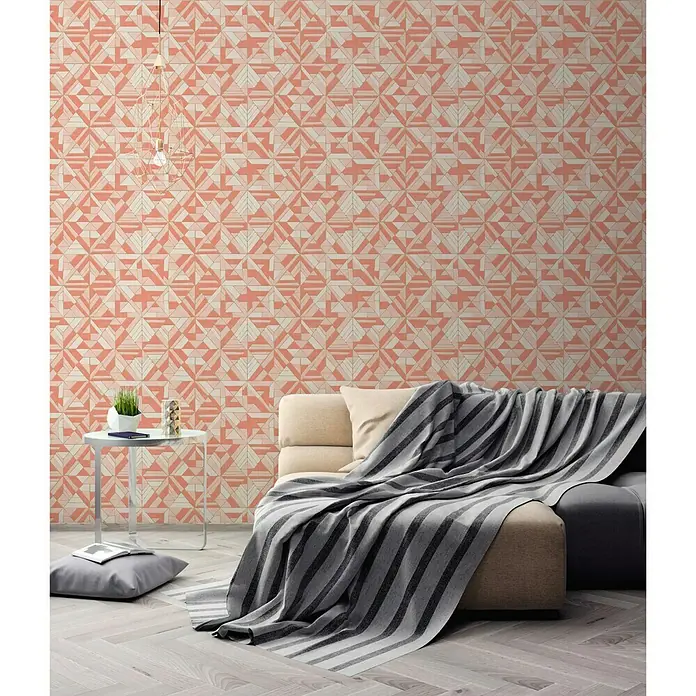 AS Creation Pop Style Vliestapete Fliesenoptik - Lachs, Fliesenoptik, 10,05 x 0,53 m - Stimmungsaufnahme