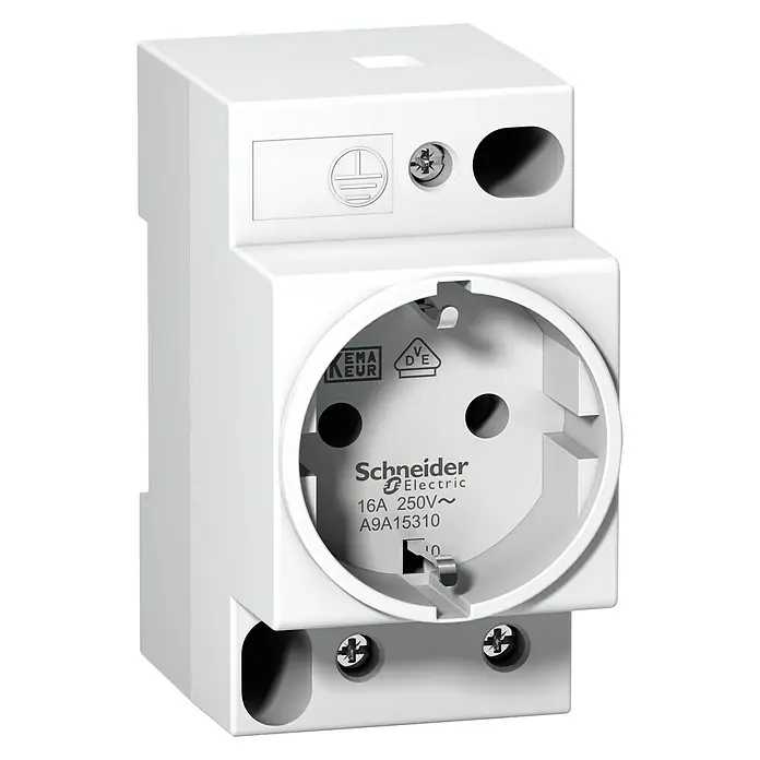 Schneider Electric Steckdose für Hutschiene - 250 V, 50/60 Hz, 16 A - Vorderansicht