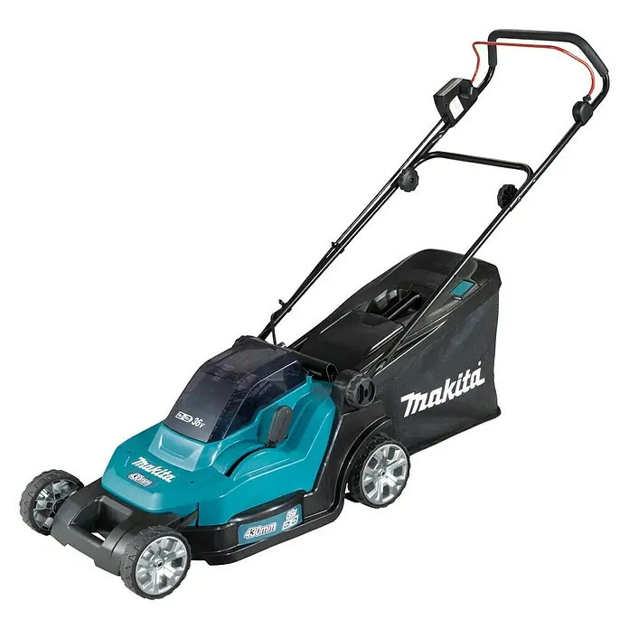 Makita Akku-Rasenmäher DLM432PT2 - 18 V, 2 Akkus, 5 Ah, Schnittbreite: 43 cm - Vorderansicht