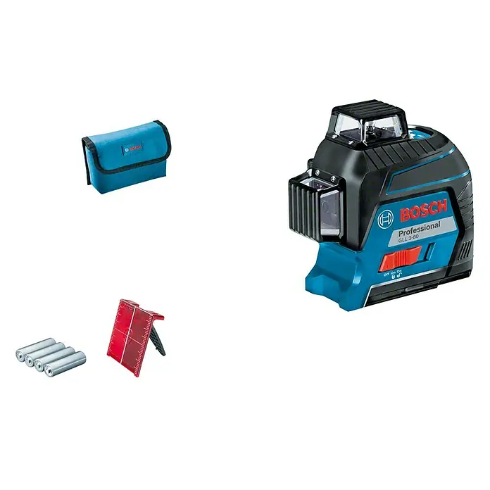 Bosch Professional Láser de línea GLL 3-80 - Zona de trabajo máx.: 120 m con receptor