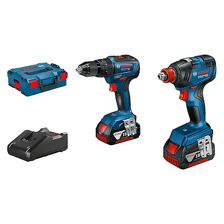 Bosch Professional  Set taladro atornillador percutor de batería GDX 18V-200 + GSB 18V-55