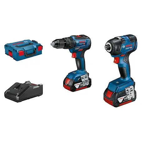 Bosch Professional  Set taladro atornillador percutor de batería GDR 18V-200 + GSB 18V-55