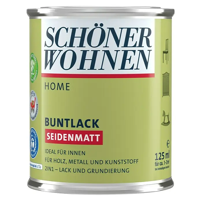 SCHÖNER WOHNEN-Farbe Home Buntlack - Himmelblau, 125 ml, Seidenmatt - Vorderansicht